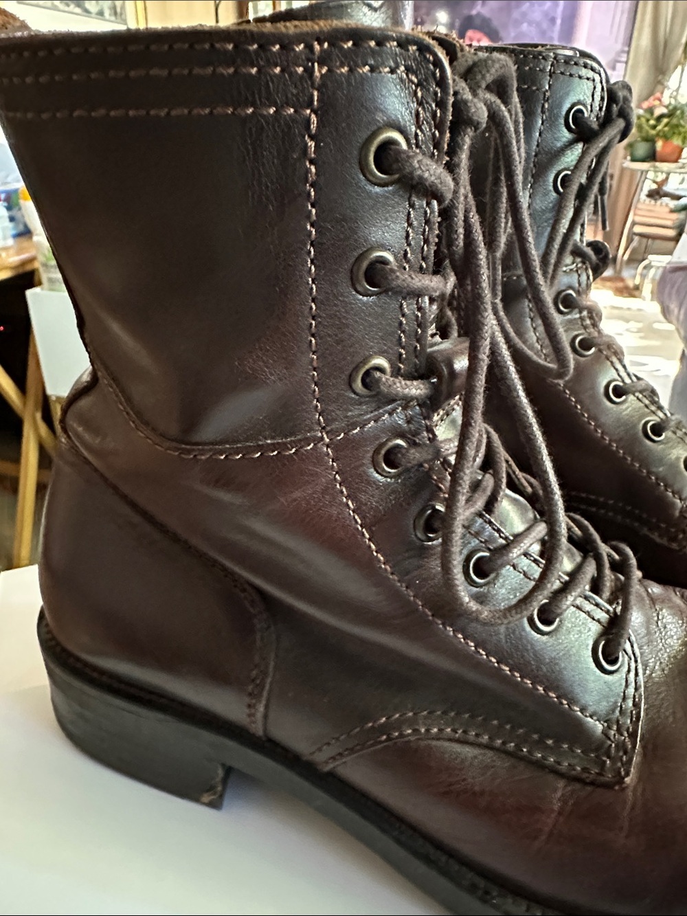 Aldo Dark Brown Leather Lace-Up Ankle Boots
